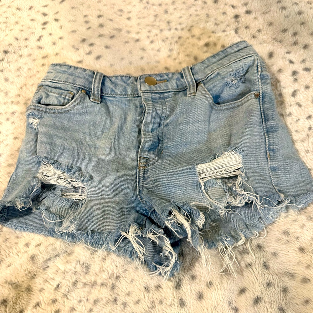 Franki by Francesca Distressed Light Blue Denim Shorts